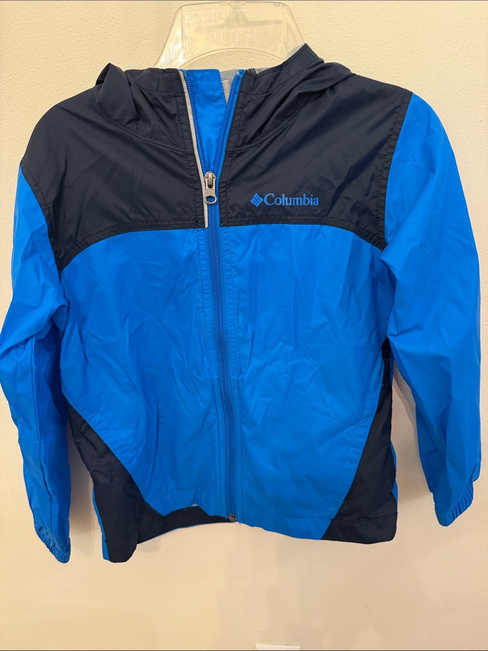 Columbia Kids Blue and Navy Hooded Rain Jacket